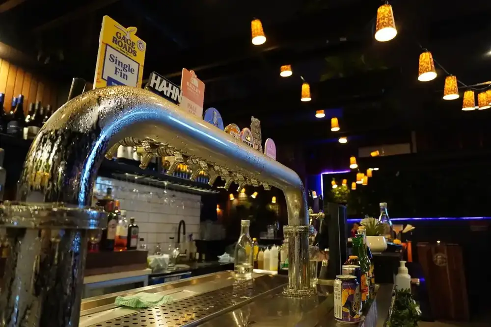 The beer taps at the Forktales bar